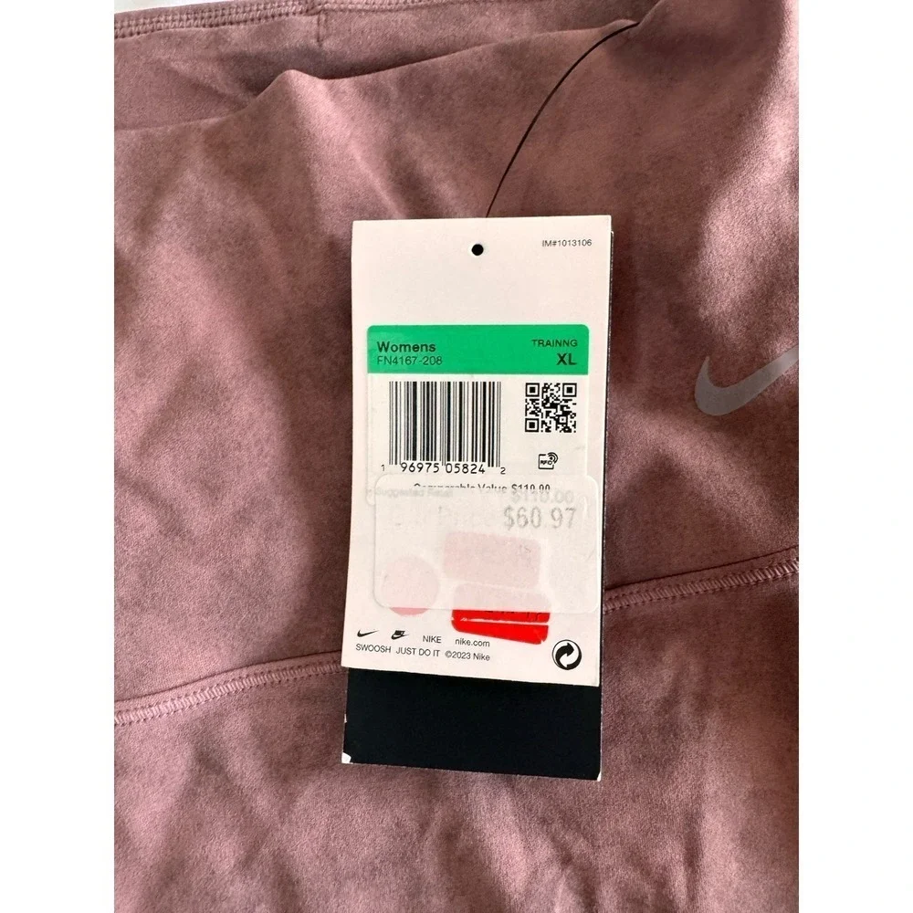New Nike Zenvy  High-Waisted 7/8 Leggings Smoky Mauve Women's Size XL Stretch